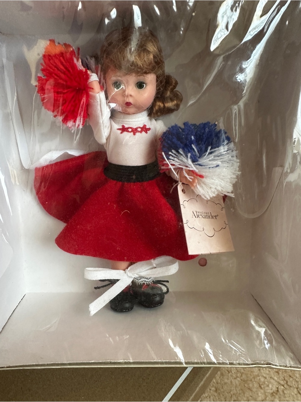 Madame Alexander Red and White Cheer Doll with Blue Accents NIB